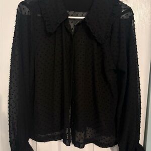 Primark Black Sheer Swiss Dot Blouse